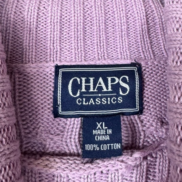 Chaps Classics Pullover Sweater Top Solid Light Purple Lavender Cable Knit - Picture 6 of 6